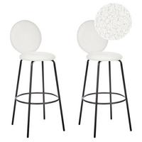 BARSTUHL 2er-Set Bouclé Weiß Emery - Weiß, Textil (43/107/43cm) - Beliani