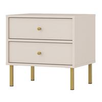 NACHTTISCH Oktio Sandbeige 52 cm - Beige/Goldfarben, Holzwerkstoff/Metall (51.8/50/40.8cm) - Selsey
