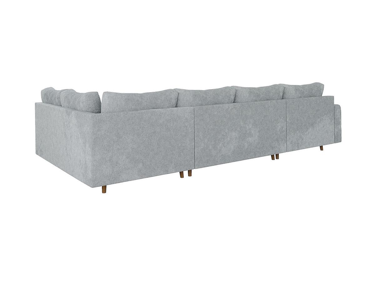 WOHNLANDSCHAFT inkl. Hocker Sigurd Hellgrau Chenille - Hellgrau/Braun, Holz/Textil (310/81/161cm) - S-Style