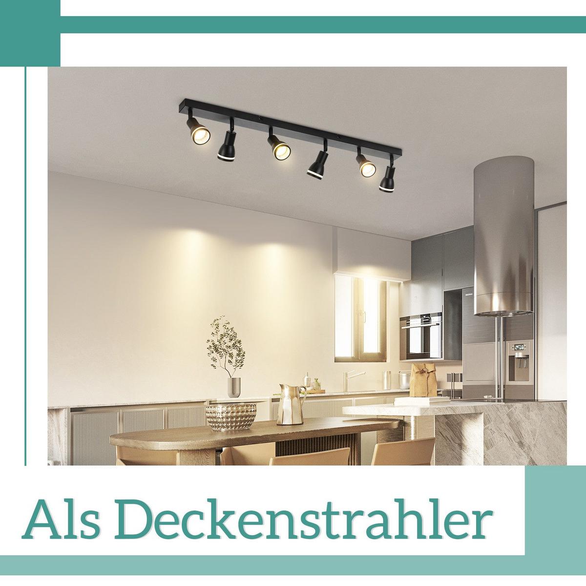 DECKENSTRAHLER Lesage 6-flammig 83/5/15.7cm - Schwarz, Metall (83/5/15.7cm) - Nettlife