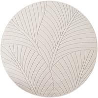 TEPPICH Outdoor, Fußbodenheizung-geeignet, mit Blattmotiv, ENGADIN in Creme, Ø 120 cm - Creme, Textil (120/120cm) - KADIMA DESIGN