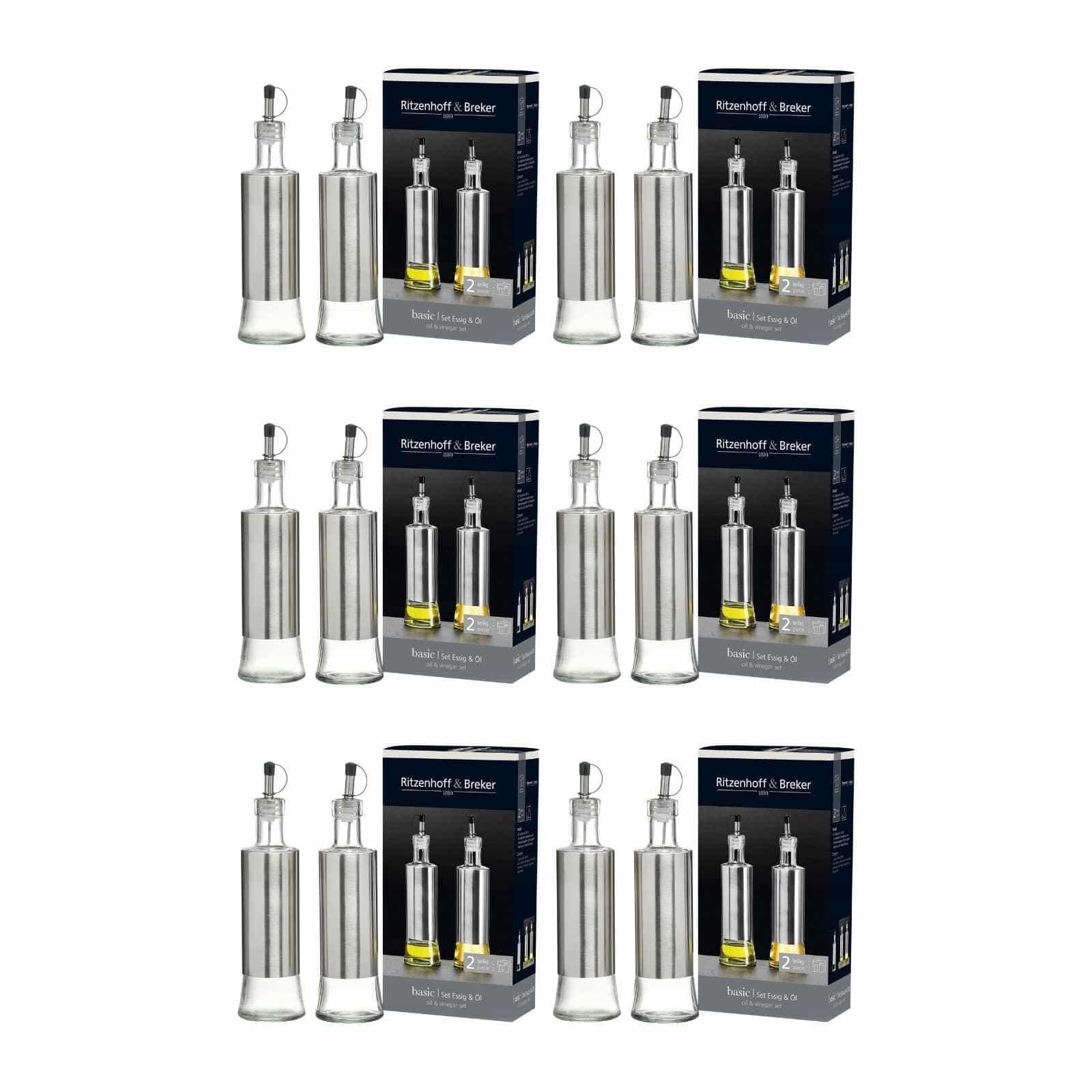 ESSIG & ÖL FLASCHEN Basic transparent-silber 320 ml 12-tlg. - Transparent/Silberfarben, Glas/Metall (7/26/14cm) - Ritzenhoff Breker