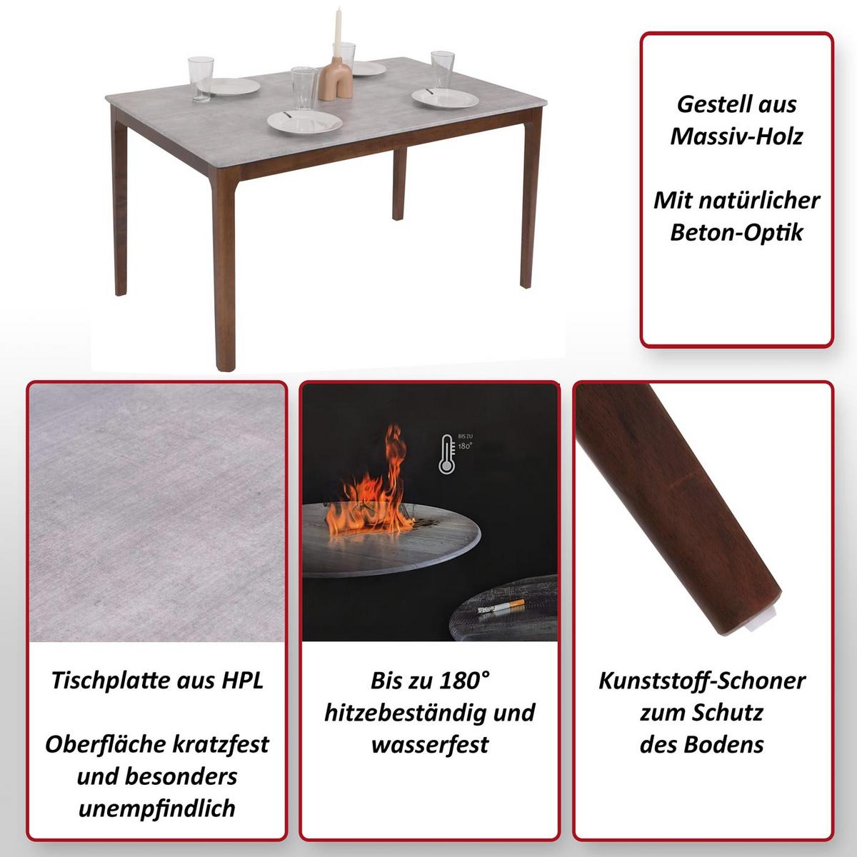 ESSZIMMERTISCH rechteck Grau - Braun/Grau, Holz (80/135/76cm) - MCW