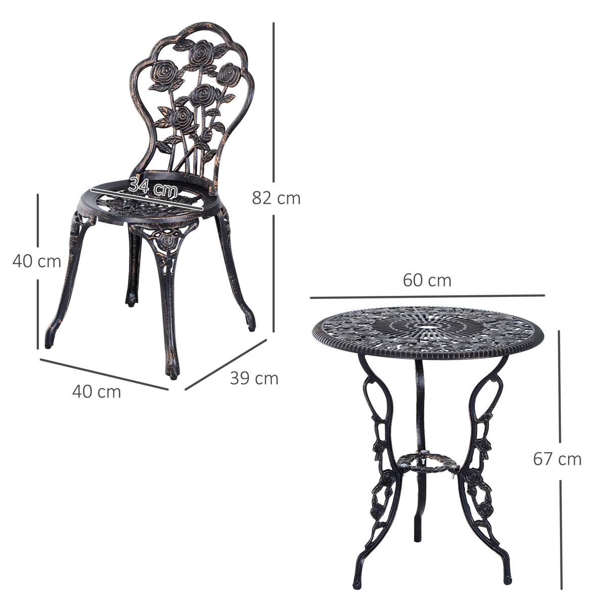GARTENMÖBEL Set, Alu, Metall, Bronze - Bronzefarben, Metall - Outsunny