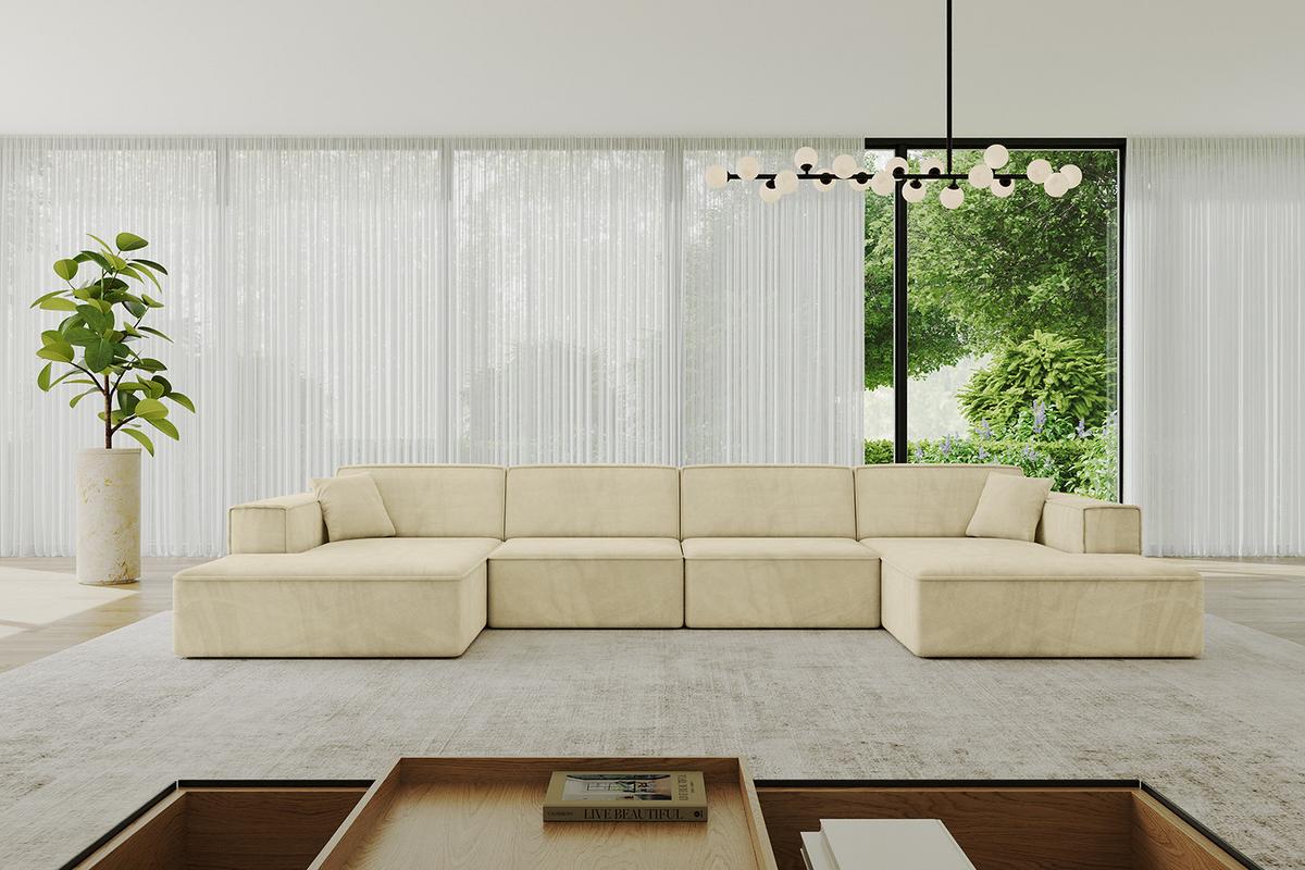 WOHNLANDSCHAFT IREA-U2-v4 - 386x165x77 cm Beige - Taupe, Holzwerkstoff/Textil (386/77/165cm) - ALTDECOR