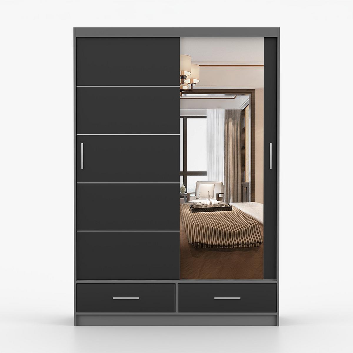KLEIDERSCHRANK Florence 150 cm, 150/218/61, 2-türig, grau - Grau, Holzwerkstoff (150/218/61cm) - imoebel24