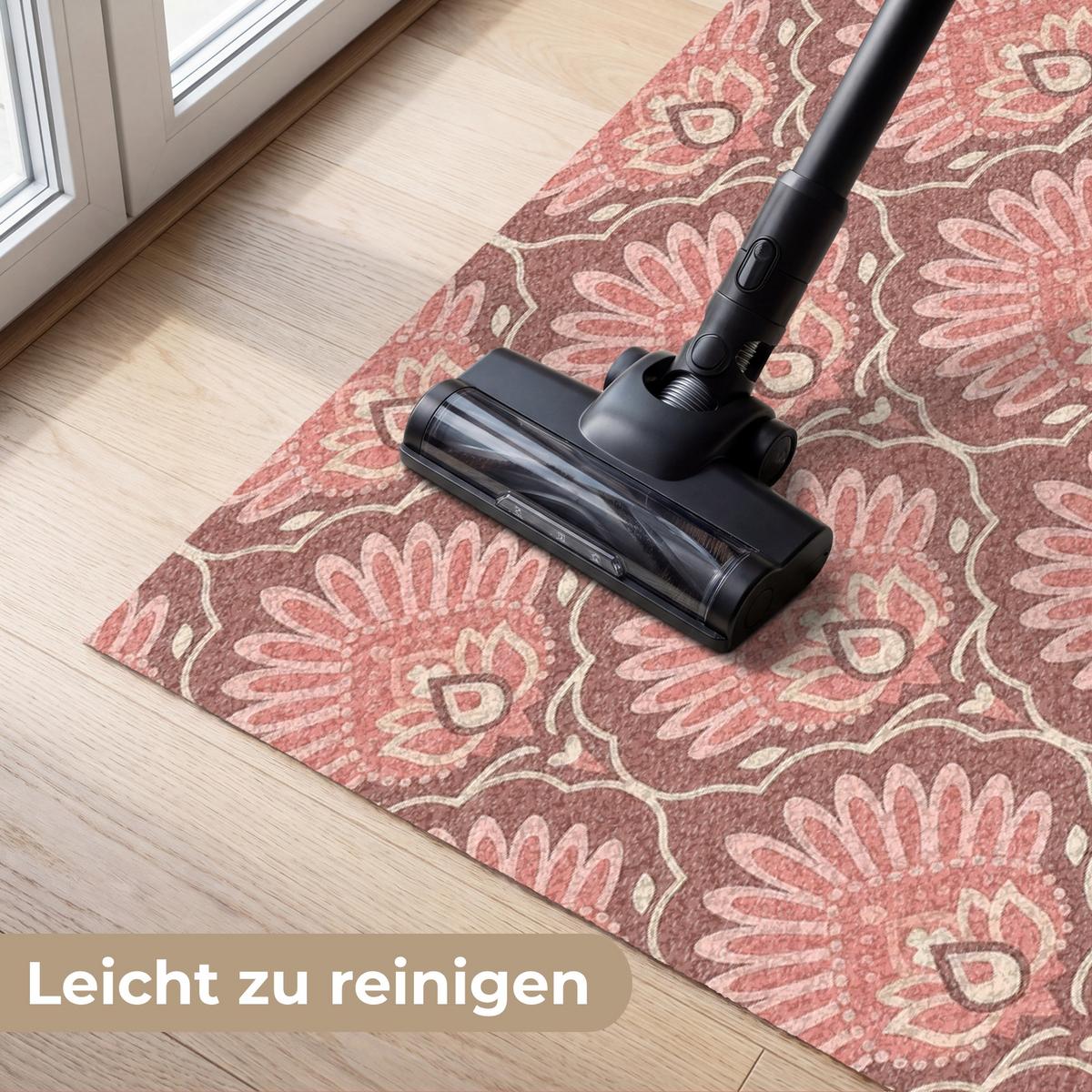 FUSSMATTE Fächermotiv - Muster - Rosa Türmatte 180x120 cm - Altrosa, Kunststoff (180/0.4cm) - MuchoWow