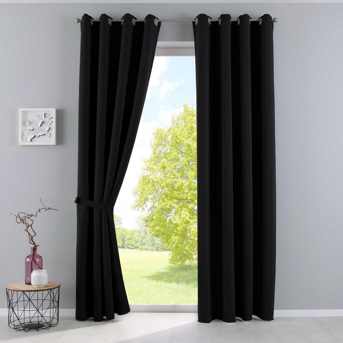VORHANG »NEW YORK« HxB 245x295 cm Schwarz - Schwarz, Textil (295/245cm) - Gardinenbox