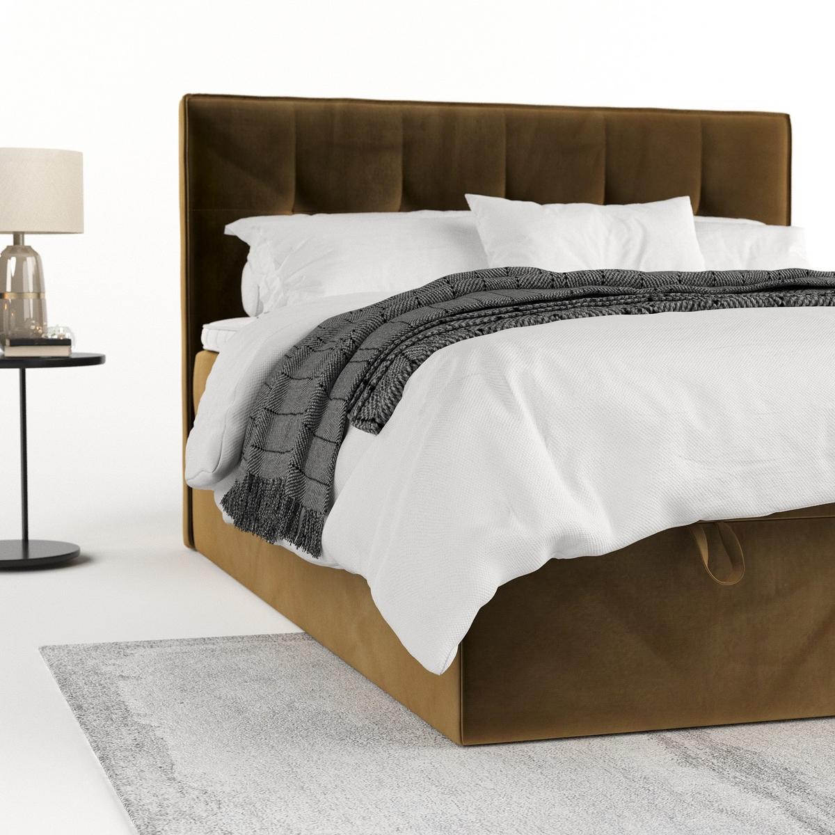 BOXBETT Tivra 160/200 cm Honiggelb im Kronos Stoff - Schwarz/Honig, Holz/Holzwerkstoff (160/200cm) - AltaBeds