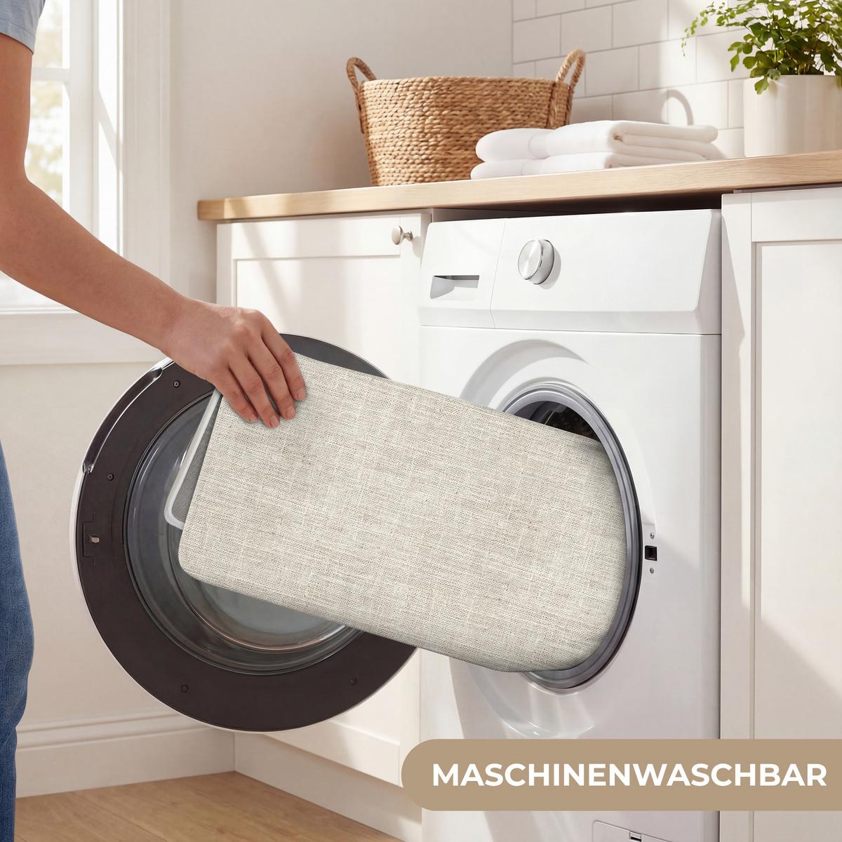 BADEMATTE Leinen - Textur - Beige 90x60 cm - Beige, Textil (90/60cm) - OnlyWow