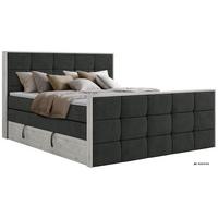 BOXSPRINGBETT ALNOR KING DUO 160/200 - Dunkelgrau Stukture - Topper Visco - H3 - Dunkelgrau/Schwarz, Kunststoff/Textil (160/200cm) - MKS