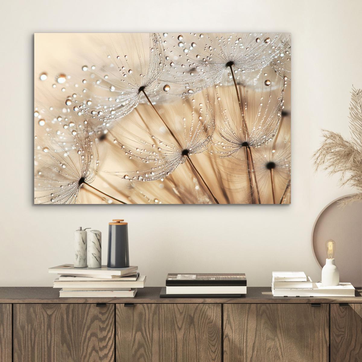 METALLBILD Löwenzahn - Abstrakt - Natur - Beige Wandbild 60x40 cm - Braun, Metall (60/40cm) - MuchoWow