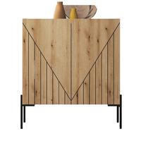KOMMODE Evoke Eiche 80 x 91 cm, Sideboard mit Soft-Close - Eichefarben/Schwarz, Holzwerkstoff/Metall (80/91/40cm) - Inn.Furn