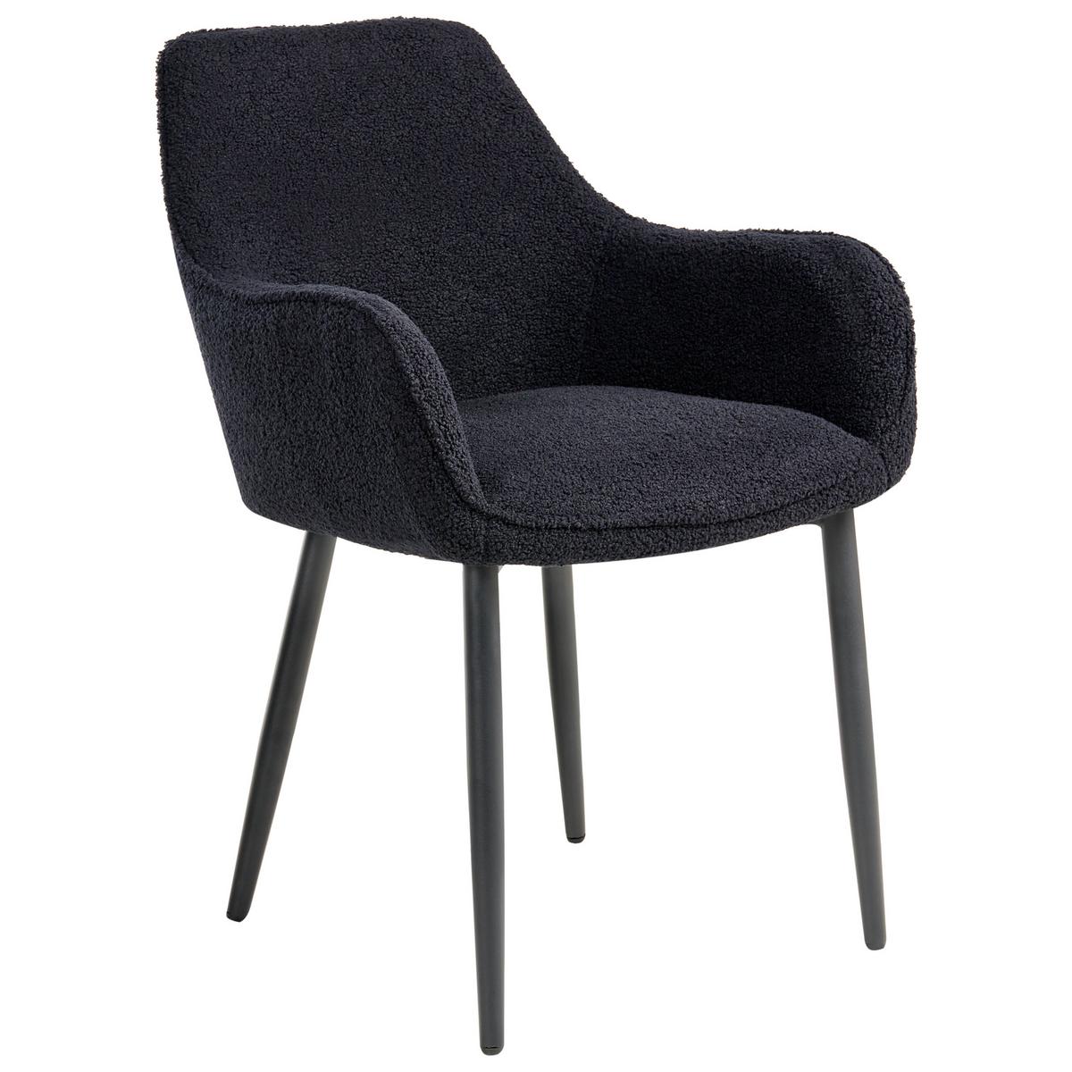 ESSZIMMERSTUHL 2er-Set Bouclé Schwarz Alden - Schwarz, Textil (59/85/61cm) - Beliani
