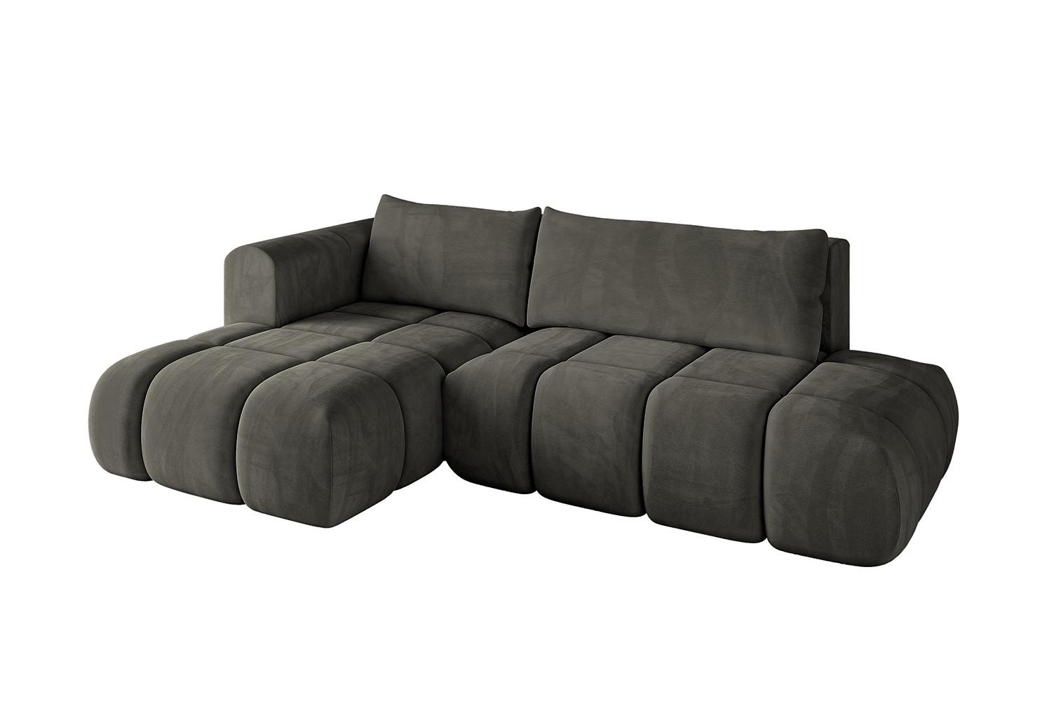 ECKSOFA Ottomane Links CLOUD-L 280x185x90 Schwarz Velours - Schwarz, Holzwerkstoff/Kunststoff (180/289cm) - ALTDECOR