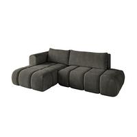 ECKSOFA Ottomane Links CLOUD-L 280x185x90 Schwarz Velours - Schwarz, Holzwerkstoff/Kunststoff (180/289cm) - ALTDECOR