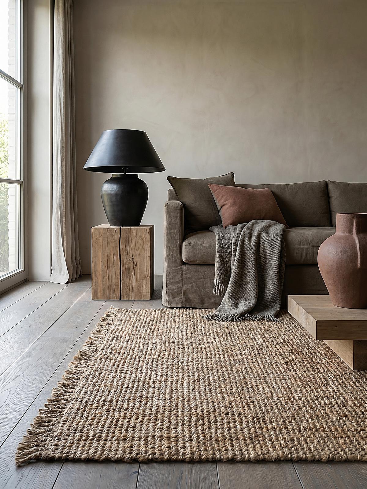 JUTETEPPICH wendbar ERME, einfarbig, Braun, 160 x 230 cm - Braun, Naturmaterialien (230/160cm) - KADIMA DESIGN