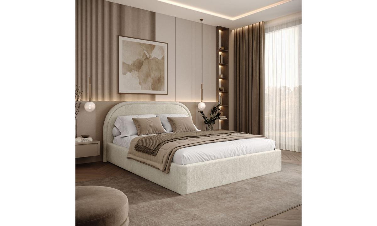 POLSTERBETT OLIVIA 140x200 cm Crem 01 34 Holzlatten - Ecru, Textil (140/200cm) - Lookway