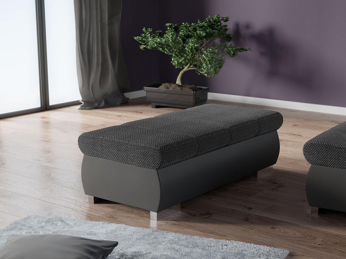 POLSTERHOCKER Bangkok Groß - Greige/Silberfarben, Holz/Kunststoff (120/39/60cm) - MIRJAN24