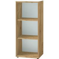 AKTENREGAL "Muenchen" 3 Ordnerhöhen & Glasauflage (Oben) Chalet-Eiche-Nb./Weiß - Braun, Holzwerkstoff (50/120/37cm) - KADIMA DESIGN