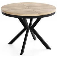 ESSTISCH Ross runder ausziehbarer, Sonoma Eiche 100-180/100/76 cm - Schwarz/Sonoma Eiche, Holzwerkstoff/Metall (100/180/76cm) - WFL GROUP