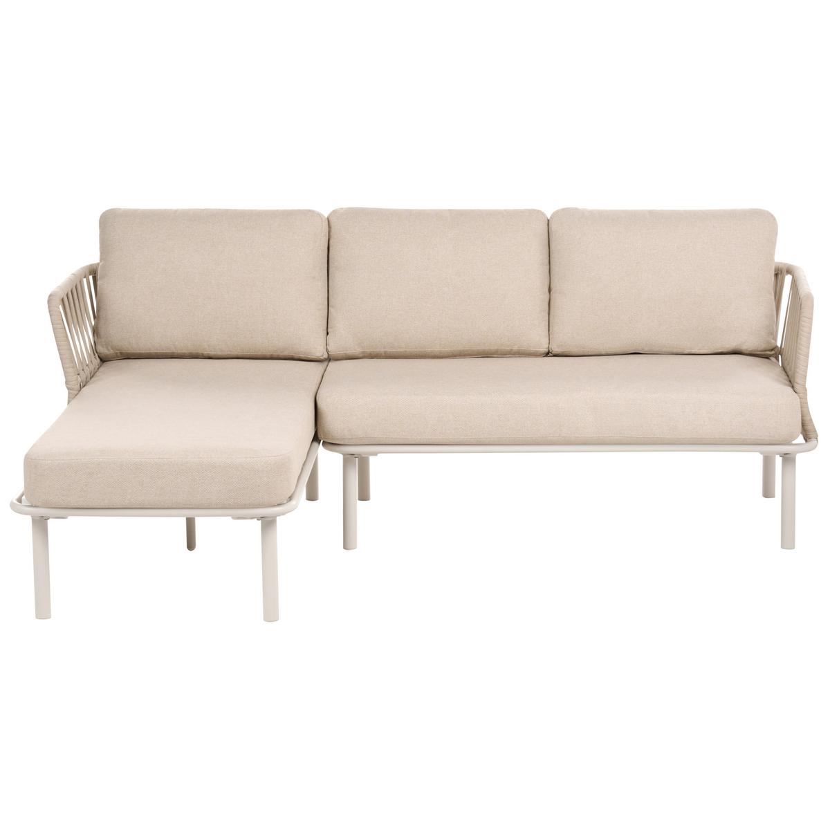 GARTEN Ecksofa mit Tisch 3-Sitzer Metall Beige rechtsseitig Orte - Beige, Metall - Beliani