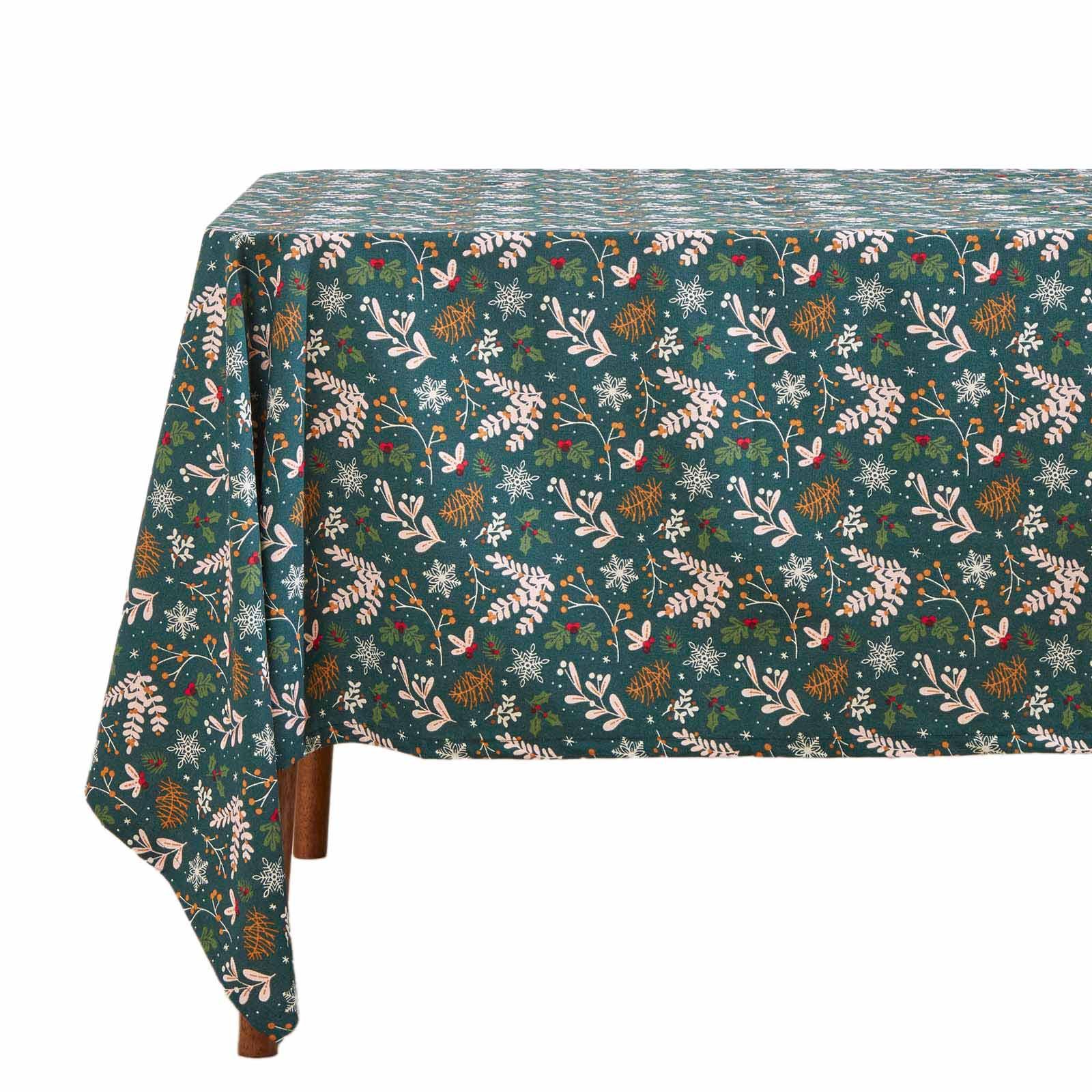 WEIHNACHTSTISCHDECKE Weihnachtswald grün 137/229 cm, 100% Baumwolle - Grün, Textil (137/228cm) - Homescapes
