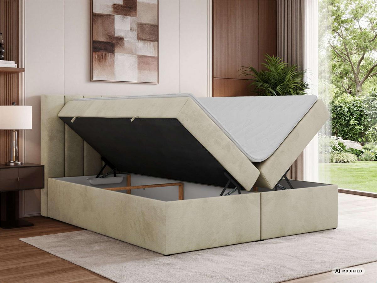 BOXBETT ALVER 200/200 - Beige Velvet - Topper T25 - H3 - Beige/Schwarz, Kunststoff/Textil (200/200cm) - MKS