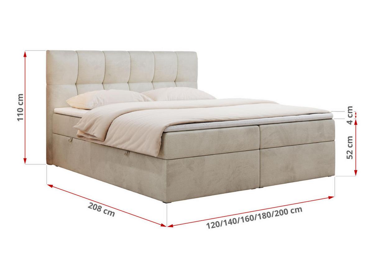 BOXBETT RICO 140/200 Beige Velvet - H3 - Beige, Holz/Textil (140/200cm) - MKS