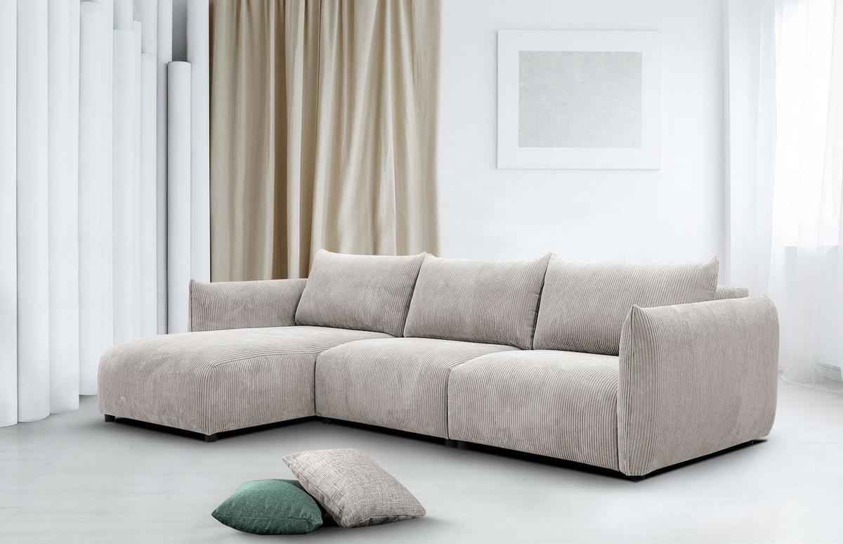 ECKSOFA TAUER 5-Sitzer, weiß - Schwarz/Weiß, Holzwerkstoff/Kunststoff (173/294cm) - Wozimo