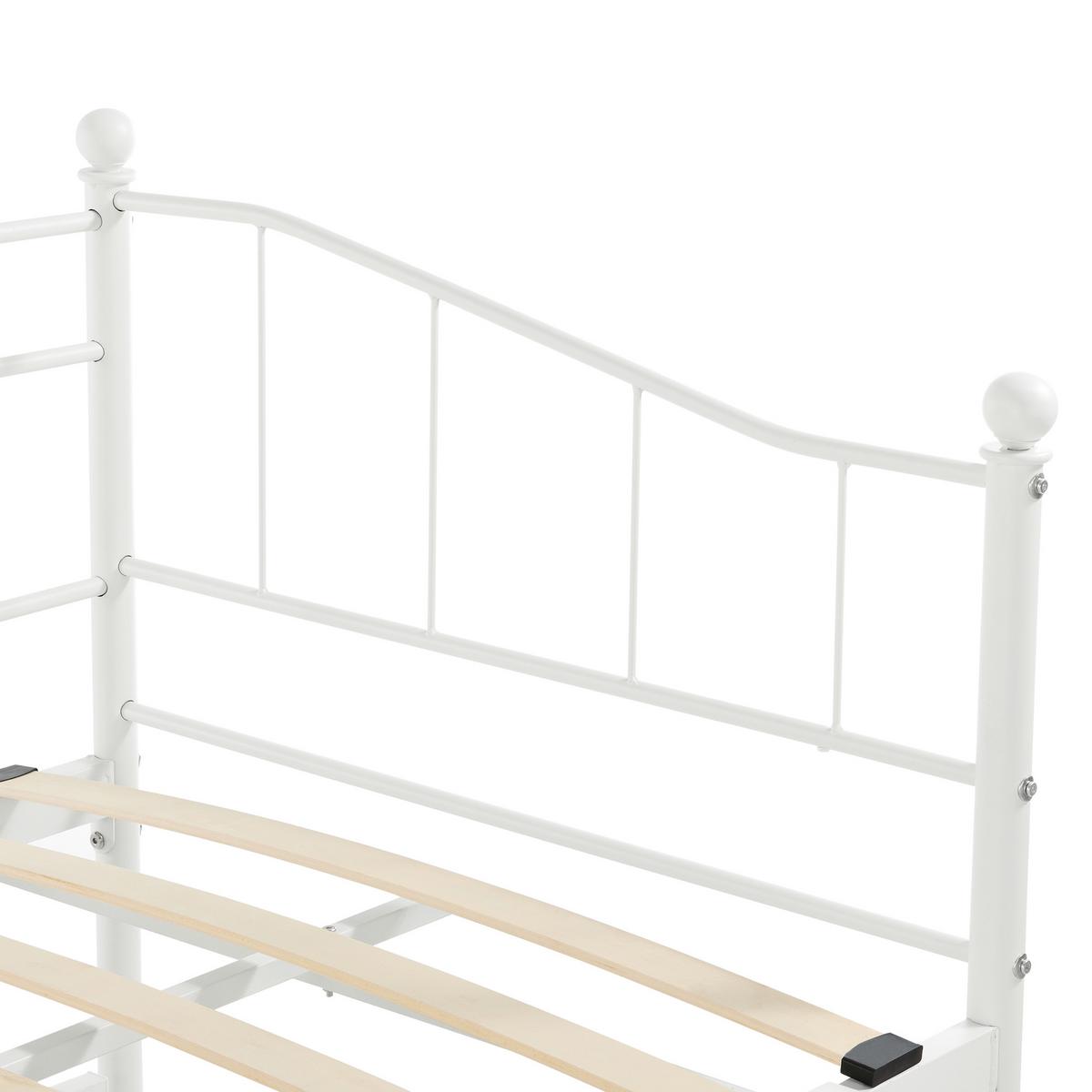 TAGESBETT Skutskär - Weiß, Metall (90/200cm) - [en.casa]