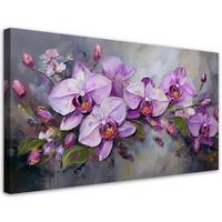 LEINWANDBILD Orchidee Lila Blumenarrangement 80x40cm - Lila, Textil (80/40cm) - Feeby