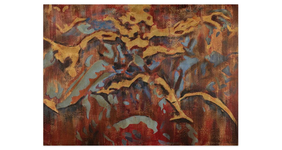 ACRYLBILD HANDGEMALT 100/70 cm - Blau/Rot, Holz/Textil (100/70cm) - KUNSTLOFT