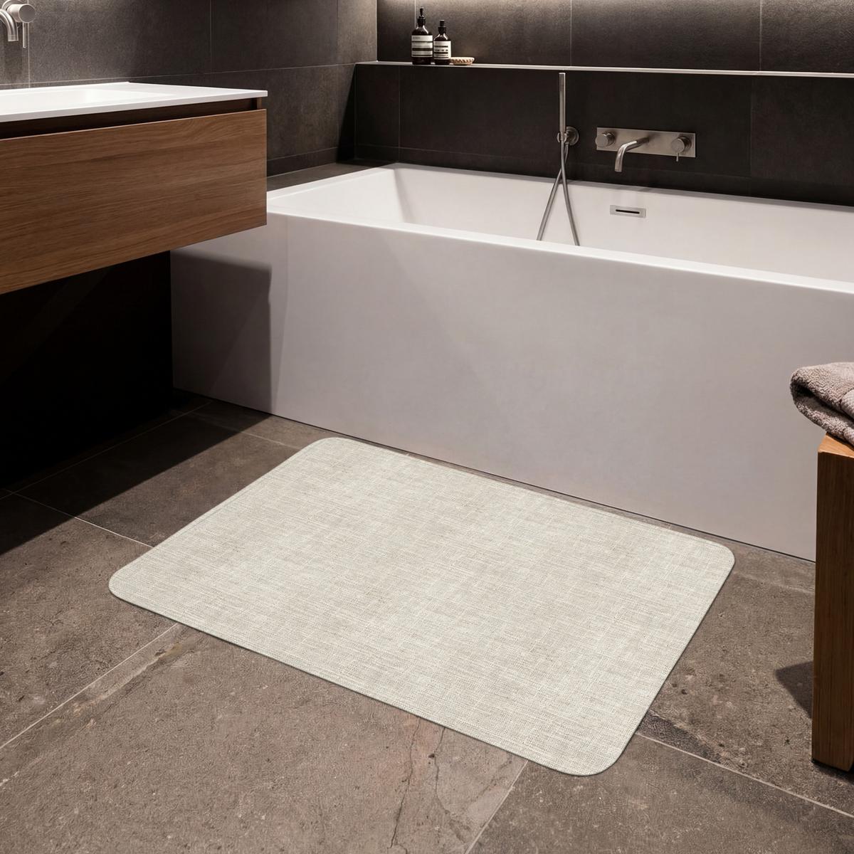 BADEMATTE Leinen - Textur - Beige 90x60 cm - Beige, Textil (90/60cm) - OnlyWow