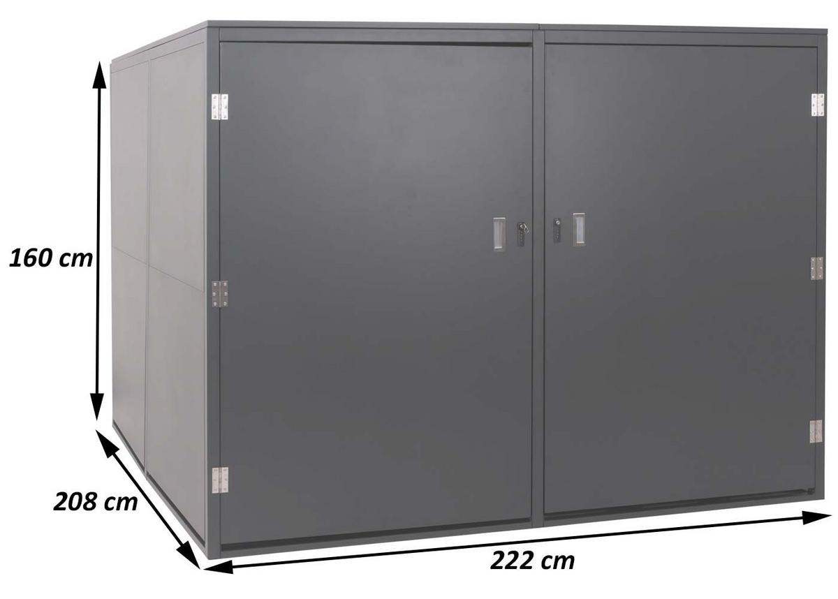 4ER-FAHRRADGARAGE L56C rechteckig Hellgrau - Hellgrau, Metall (222/160/208cm) - MCW