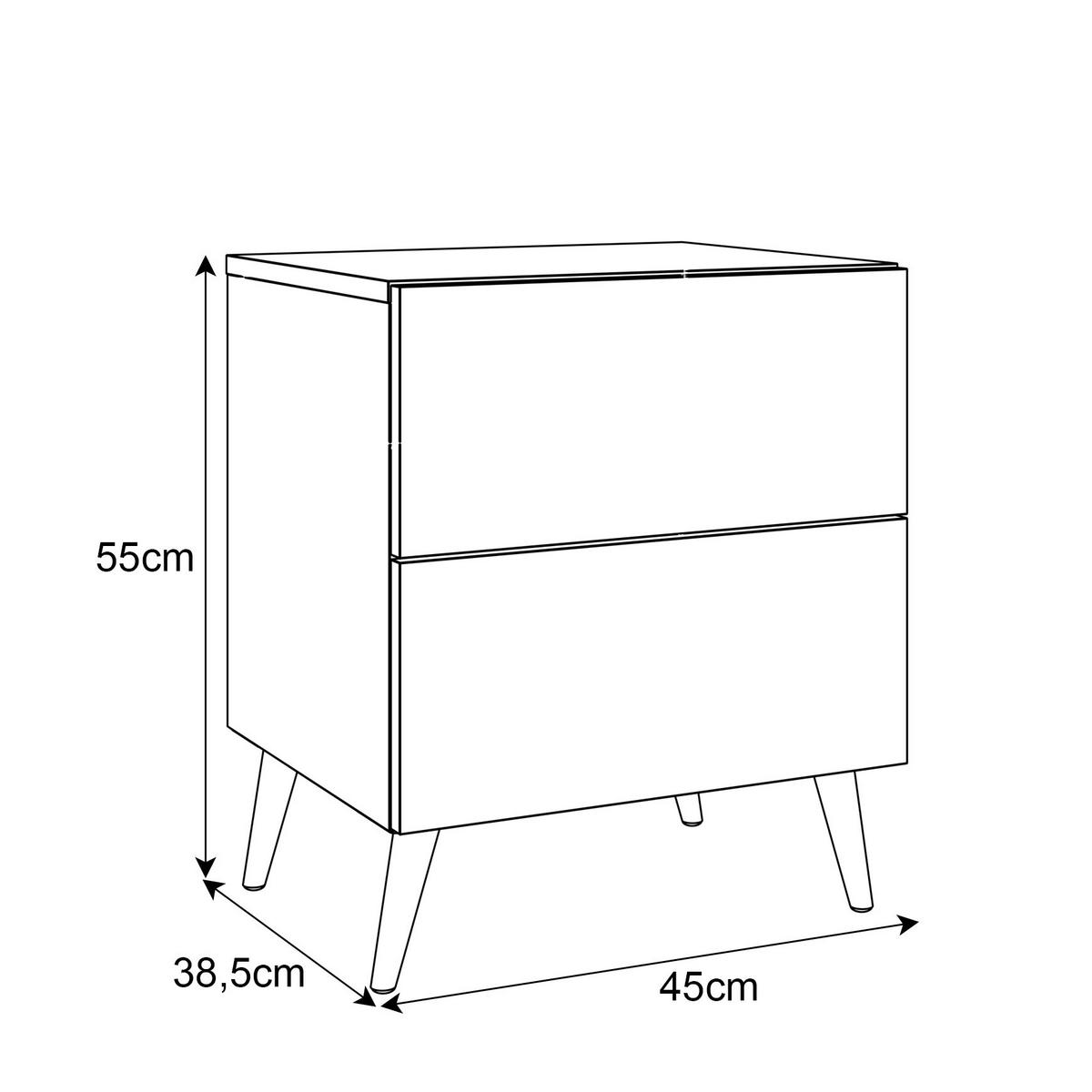 NACHTTISCH AURA LUX PUSH OPEN auf Beinen – Beinfarbe: Chrom - Weiß, Holzwerkstoff (45/55/38.5cm) - Lookway