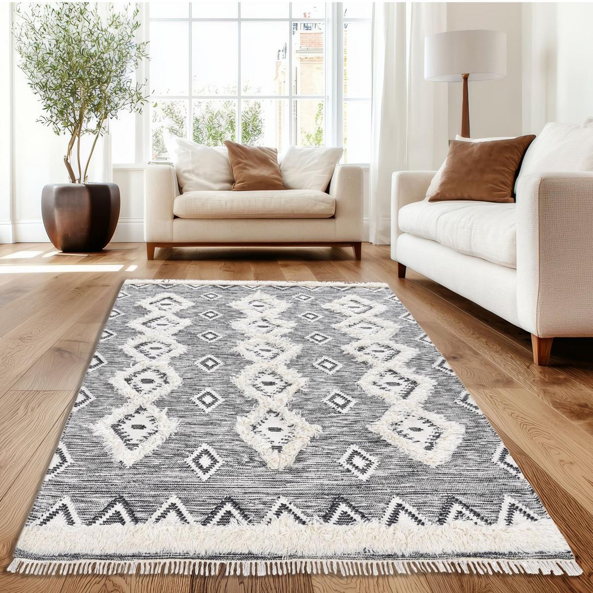 FLACHWEBETEPPICH Edler Kelim, modern 190x290 cm - Schwarz, Textil (190/290cm) - Rug and Roll