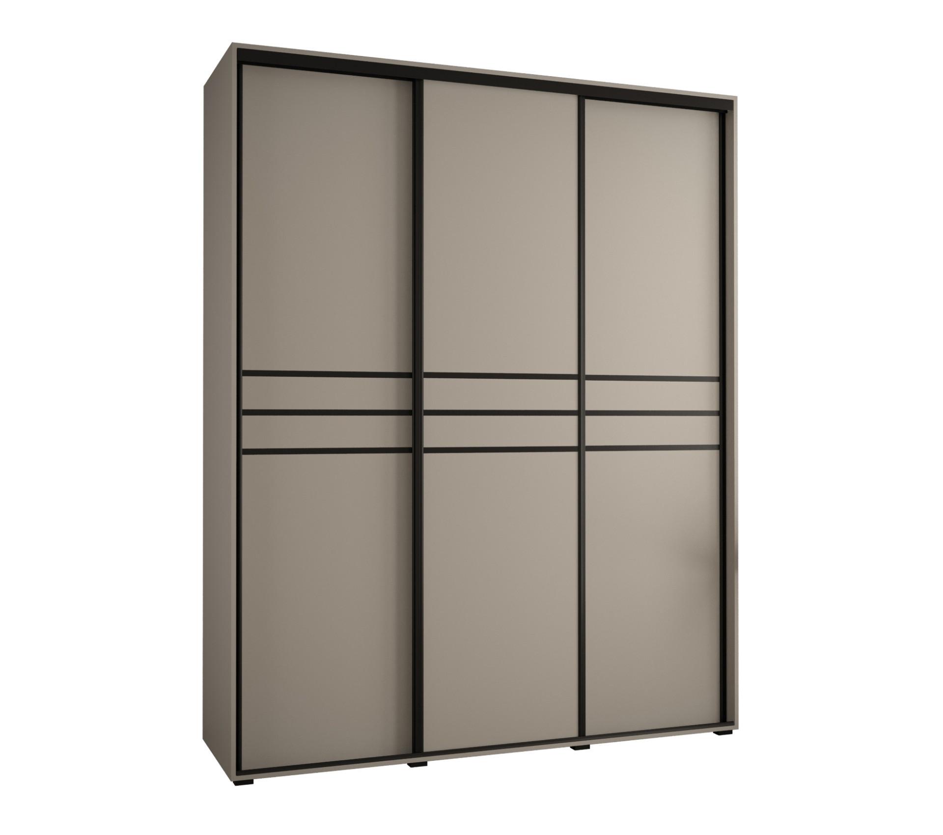 SCHWEBETÜRENSCHRANK 235,2/190/60 3-türig - Kaschmir/Schwarz, Holz/Metall (190/235.2/60cm) - MÖBEL KRYSPOL
