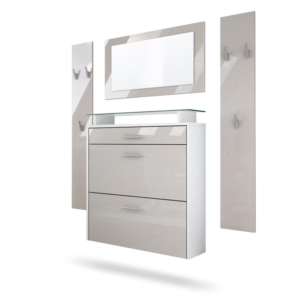 GARDEROBE Malea Front in Sandgrau Hochglanz - Sandfarben, Holzwerkstoff (180/180/23cm) - Vladon