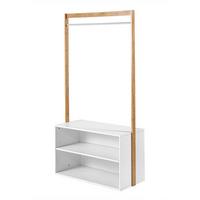GARDEROBENSTÄNDER mit Stauraum - Weißdekor und Bamboo - L90 cm - Weiß, Holz (40/171/11cm) - Calicosy
