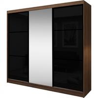 SCHWEBETÜRENSCHRANK Viva II mit Schubladen und Spiegel, mit Lacobel-Glas, 240/216/61 Walnuss - Walnussfarben, Holzwerkstoff (240/216/61cm) - Beautysofa