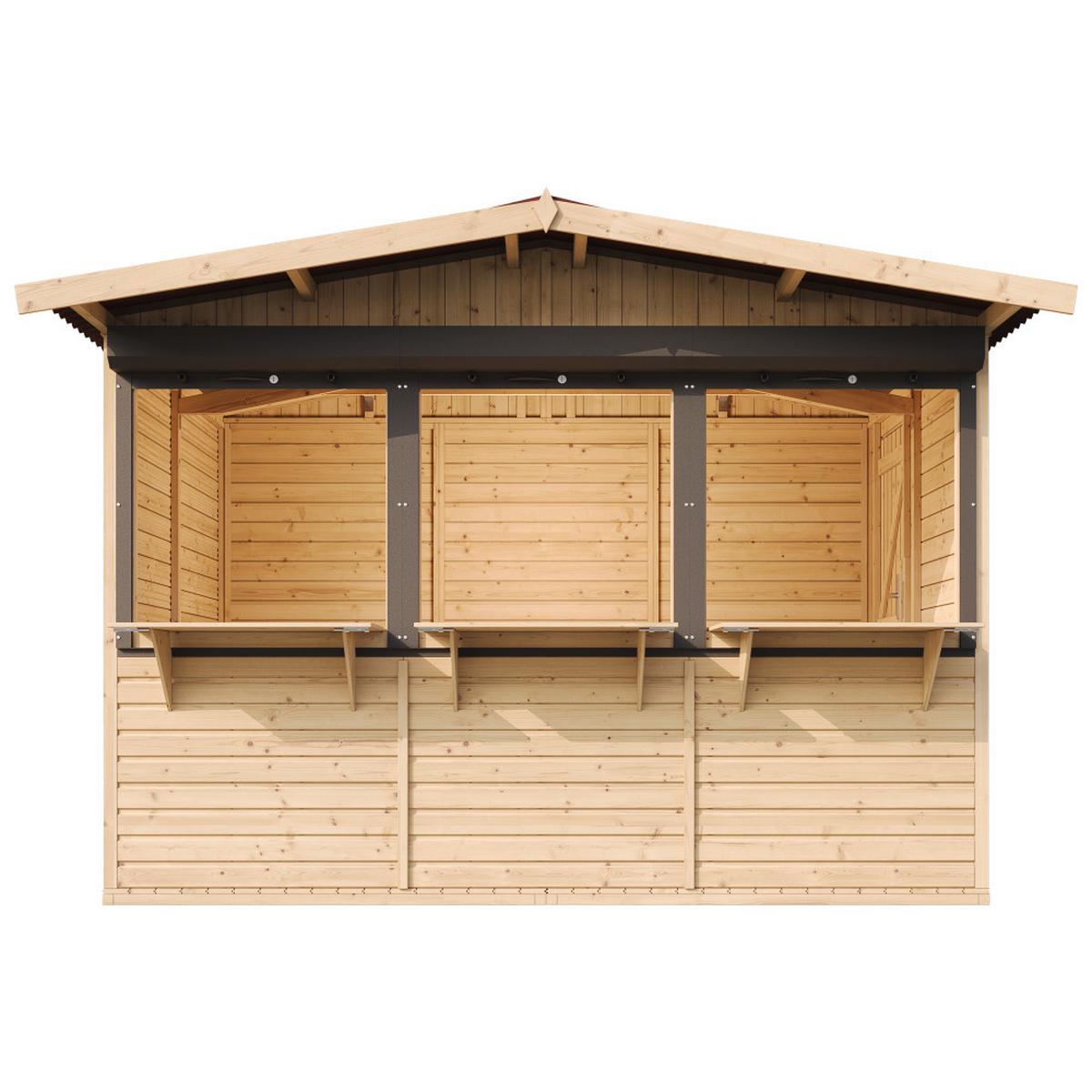 MARKTBUDE Holz M150AZ Holz Gartenhaus, Marktbude Holz - 263 x 336 cm / 6 m² - Beige, Holz (336/232/263cm) - Timbela