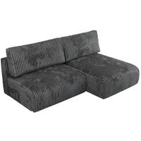 ECKSCHLAFSOFA VIVO L Dunkelgrau Cord - rechts - Dunkelgrau/Schwarz, Kunststoff/Textil (150/223cm) - MKS