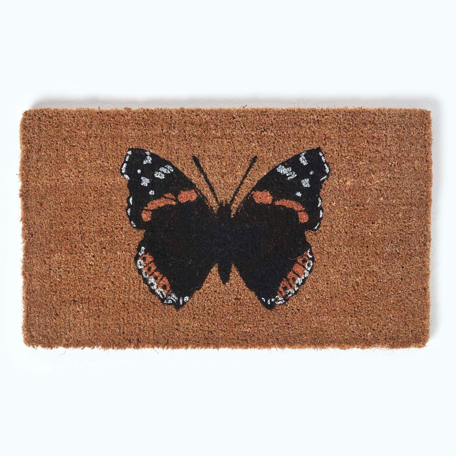 FUSSMATTE Schmetterling, Kokos 45/75 cm - Naturfarben, Naturmaterialien (45/75cm) - Homescapes