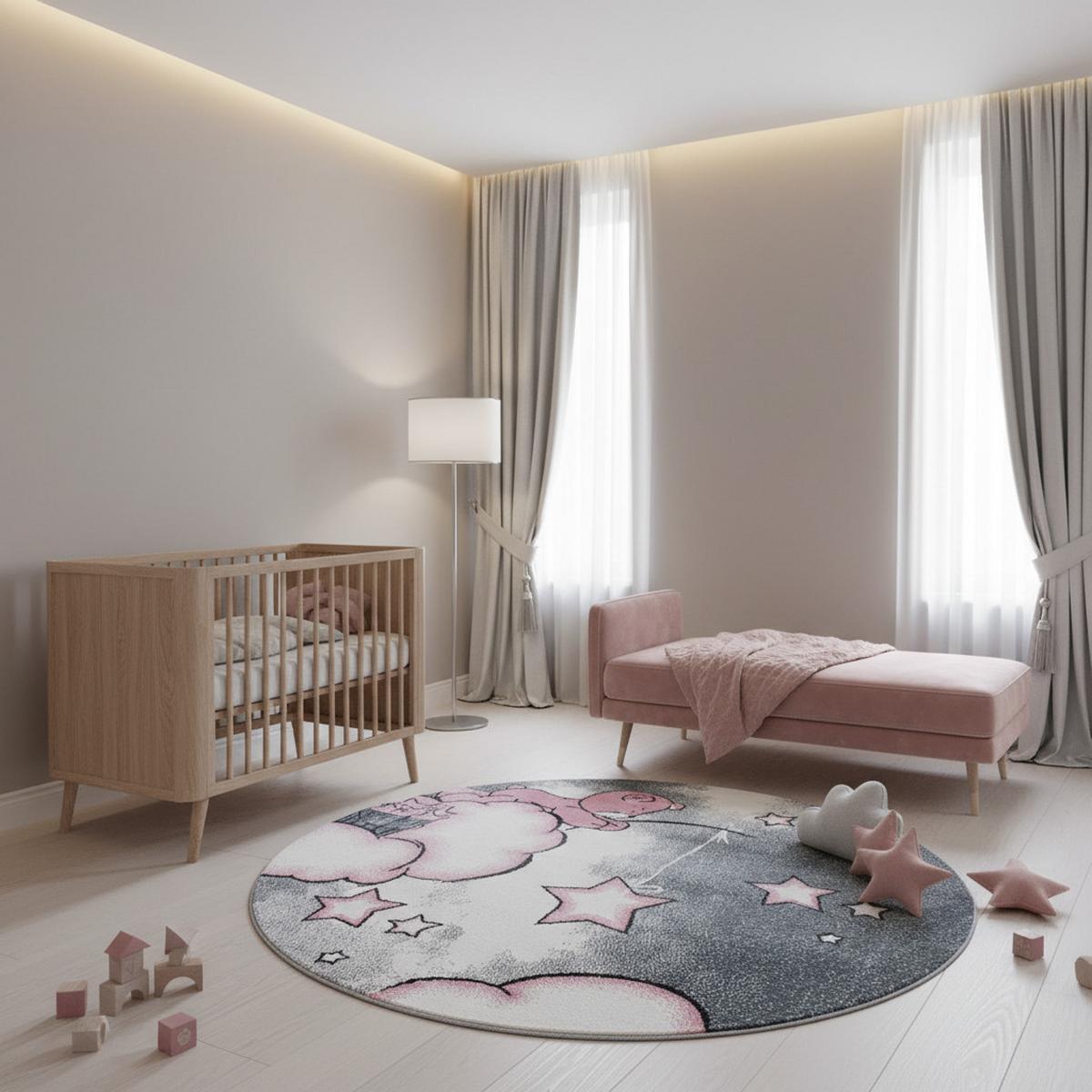KINDERTEPPICH TASNA, mit Bären-Motiv, Rosa, Ø 160 cm - Rosa, Textil (160/160cm) - KADIMA DESIGN