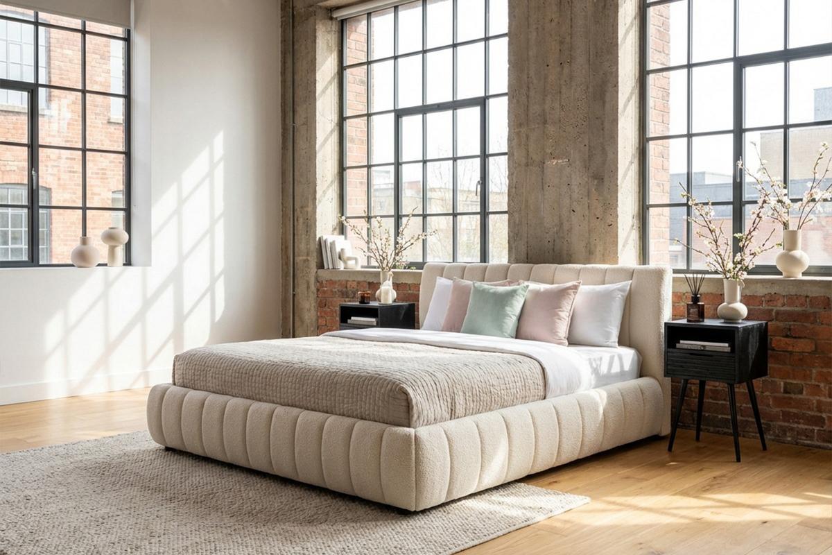POLSTERBETT ALIOTTA Cremeweiß Bouclé - Creme, Textil (160/200cm) - KAWOLA
