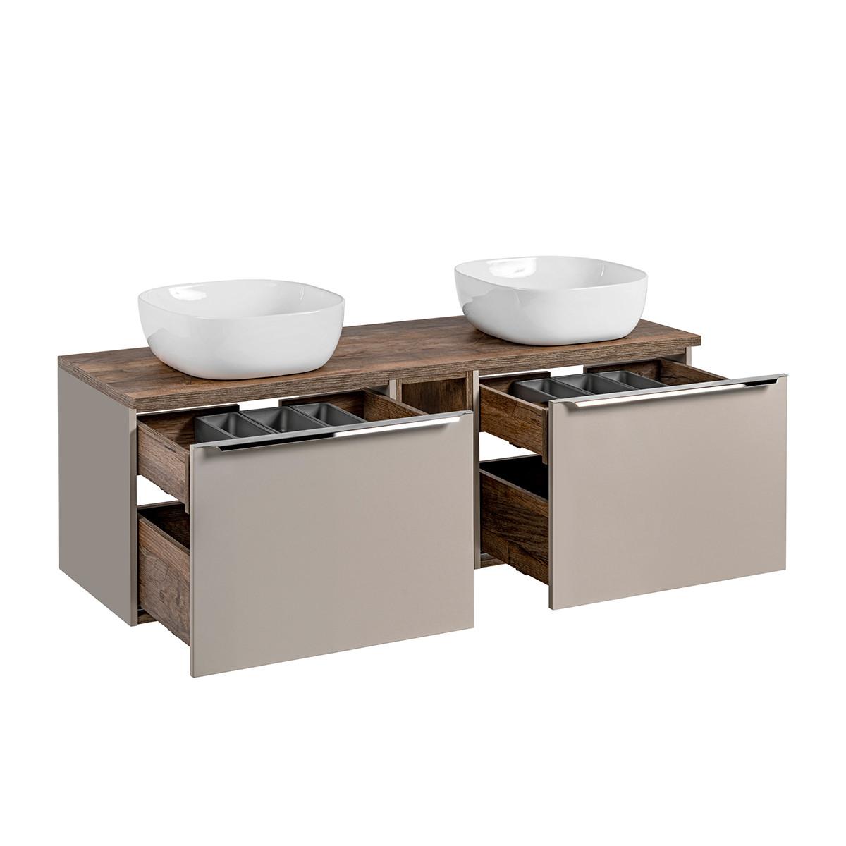 BADMÖBEL 140cm Éros 2er-Set Taupe - Taupe, Holzwerkstoff (140/48/46cm) - Petits-meubles
