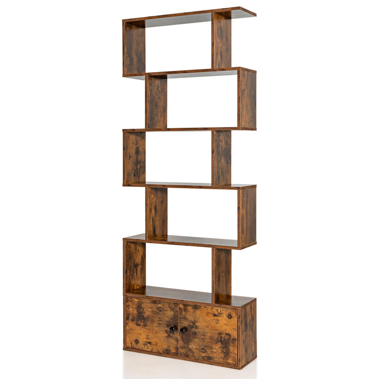 BUCHERREGAL Standregal mit Türen Braun - Braun, Holz (70/183/23cm) - COSTWAY