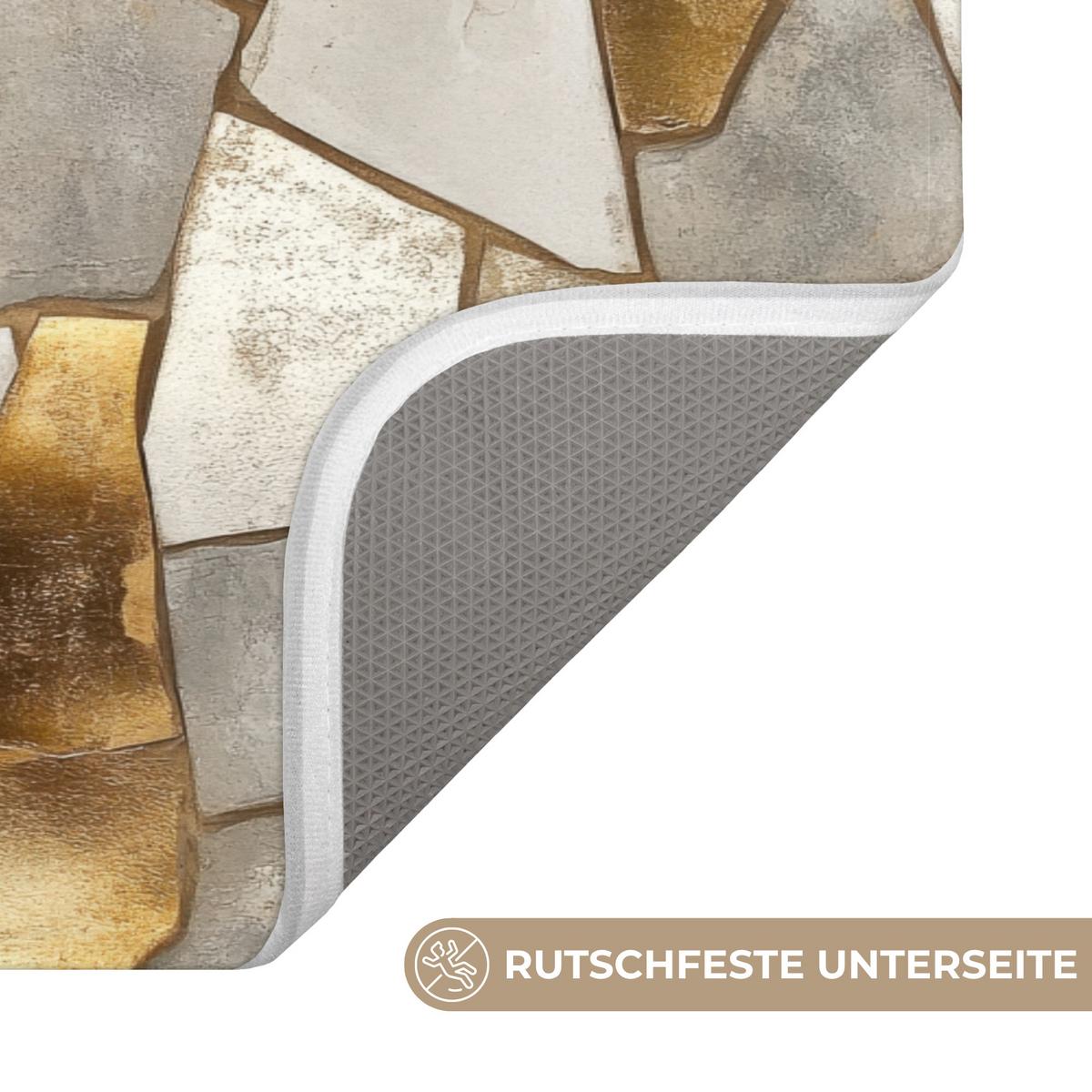 BADEMATTE Mosaik - Marmor - Gold 90x60 cm - Champagner, Textil (90/60cm) - OnlyWow