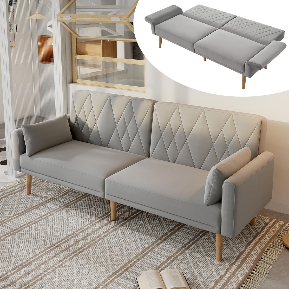 SCHLAFSOFA mit verstellbaren Rückenlehnen und Armlehnen - Grau, Holzwerkstoff/Textil (75/82/180cm) - Urban Meuble